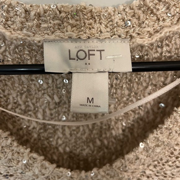 LOFT sequin blouse Color Taupe Size M - Picture 4 of 5